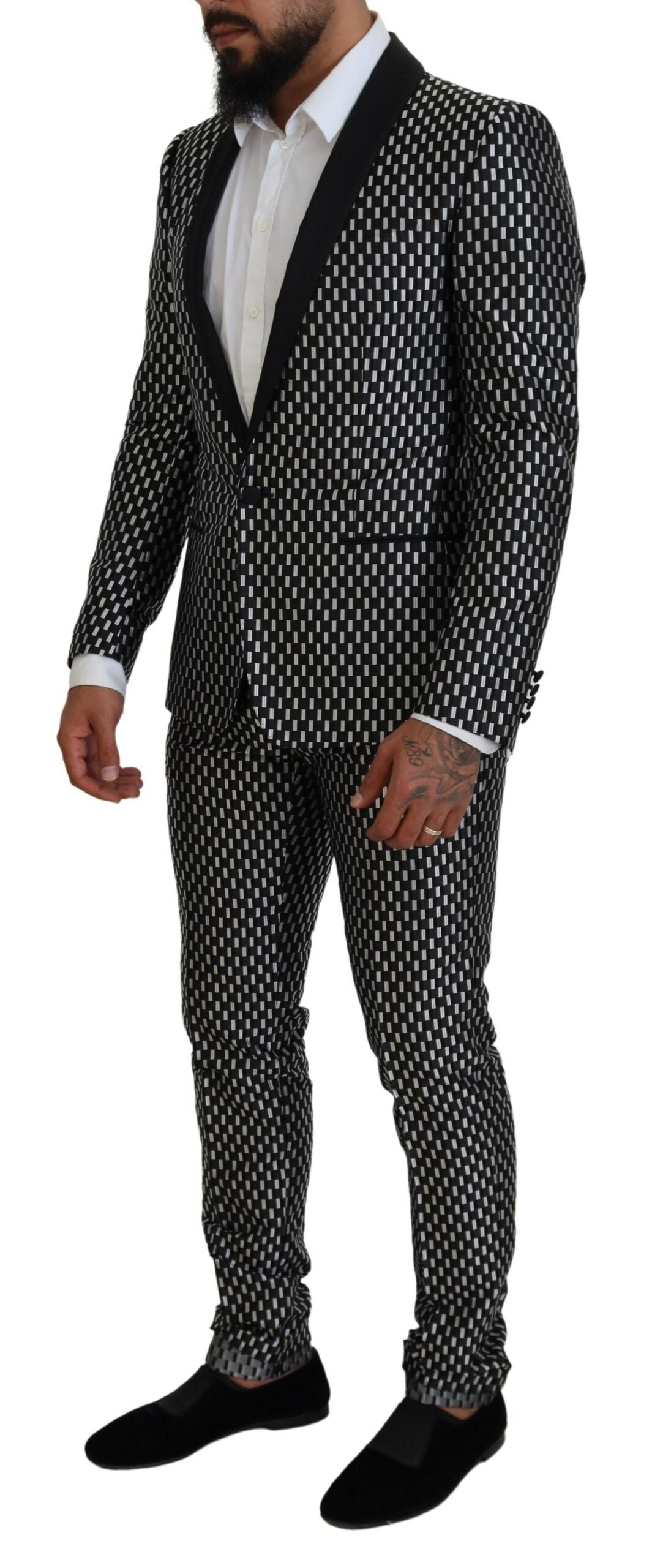 Costume Dolce & Gabbana MARTINI en soie noire et blanche coupe ajustée