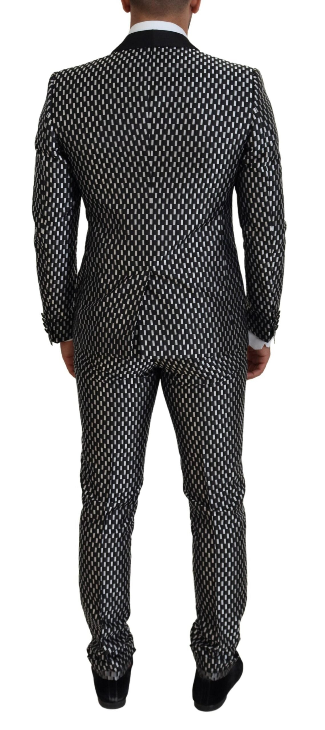 Costume Dolce & Gabbana MARTINI en soie noire et blanche coupe ajustée