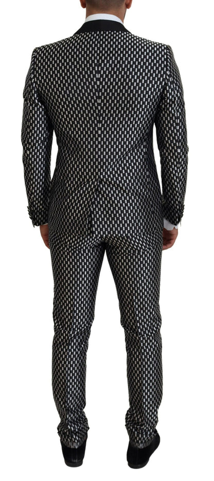 Costume Dolce & Gabbana MARTINI en soie noire et blanche coupe ajustée