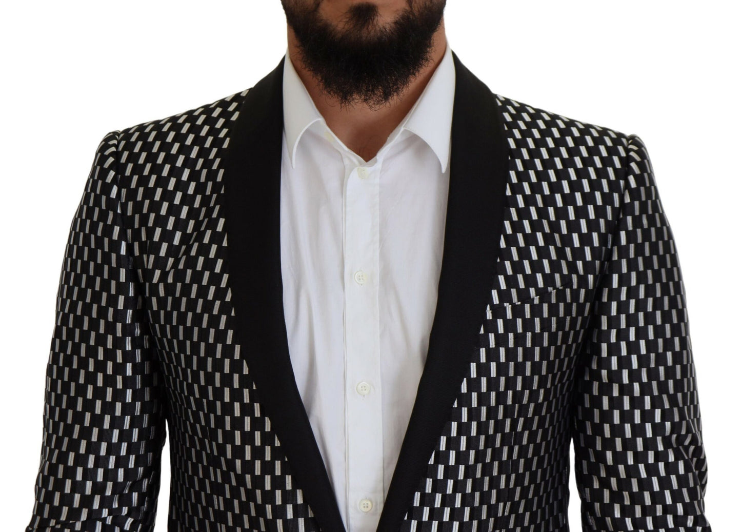 Costume Dolce & Gabbana MARTINI en soie noire et blanche coupe ajustée