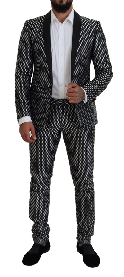 Costume Dolce & Gabbana MARTINI en soie noire et blanche coupe ajustée