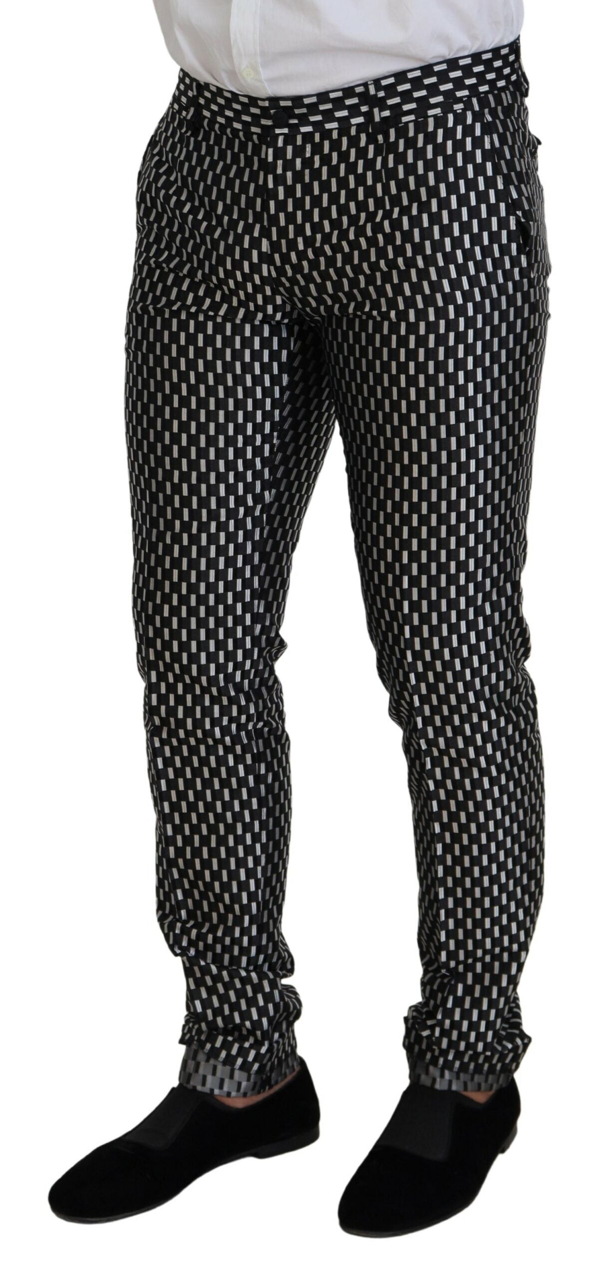 Costume Dolce & Gabbana MARTINI en soie noire et blanche coupe ajustée