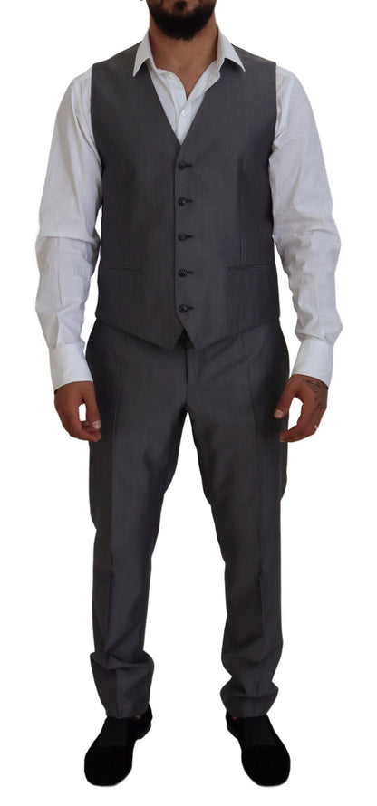Costume trois pièces Dolce & Gabbana gris SICILIA coupe slim