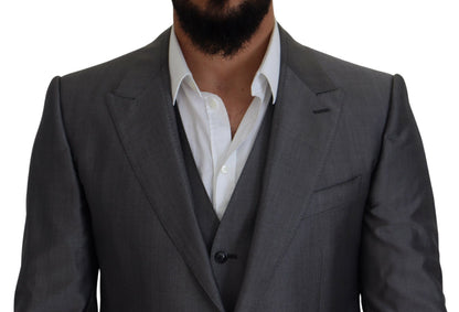 Costume trois pièces Dolce & Gabbana gris SICILIA coupe slim