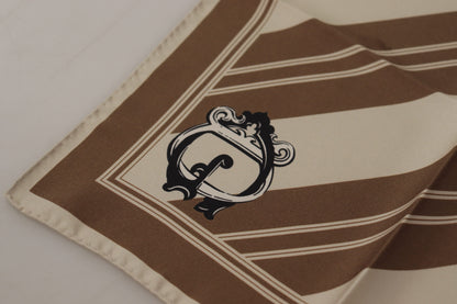 Foulard Mouchoir Carré Homme Dolce & Gabbana Rayures Brunes Logo DG