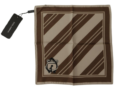 Foulard Mouchoir Carré Homme Dolce & Gabbana Rayures Brunes Logo DG