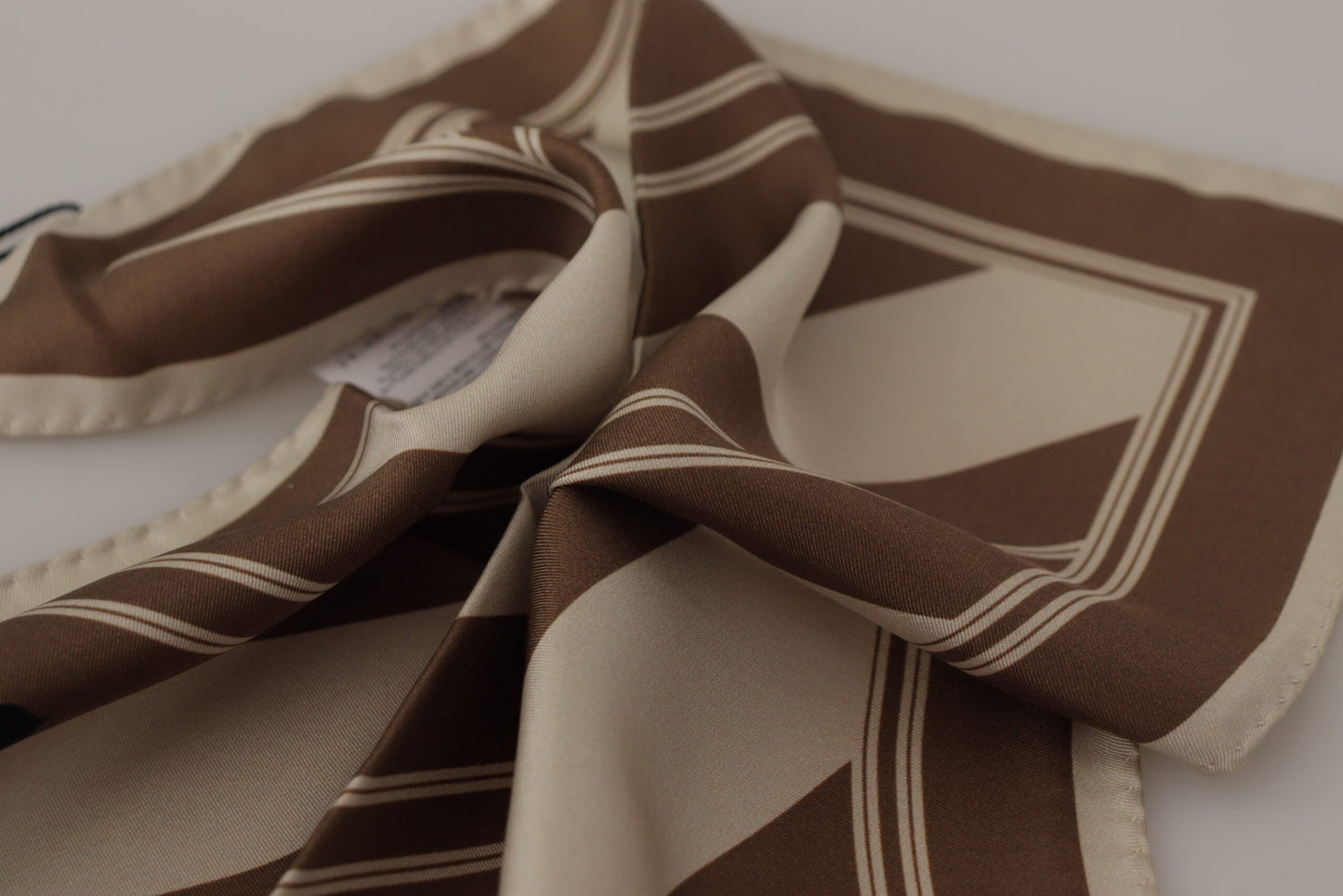 Foulard Mouchoir Carré Homme Dolce & Gabbana Rayures Brunes Logo DG