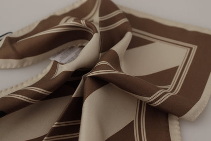 Foulard Mouchoir Carré Homme Dolce & Gabbana Rayures Brunes Logo DG