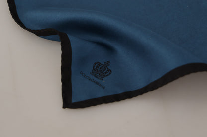 Foulard carré Dolce & Gabbana noir et bleu à imprimé couronne DG