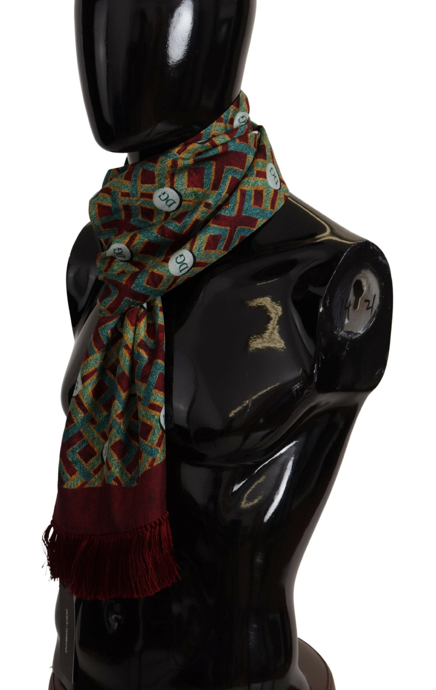 Dolce & Gabbana Châle foulard écharpe à franges chaude avec logo DG multicolore