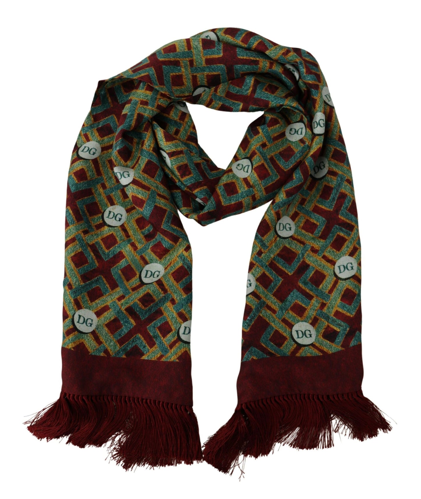 Dolce & Gabbana Châle foulard écharpe à franges chaude avec logo DG multicolore