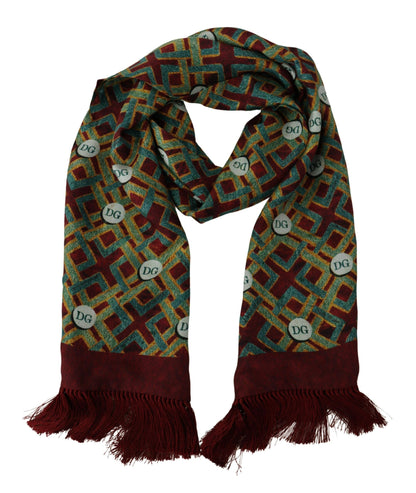 Dolce & Gabbana Châle foulard écharpe à franges chaude avec logo DG multicolore