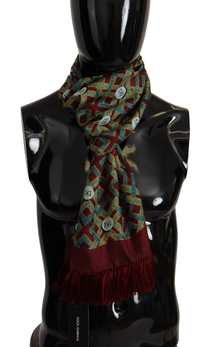 Dolce & Gabbana Châle foulard écharpe à franges chaude avec logo DG multicolore
