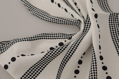 Foulard carré en viscose Dolce & Gabbana à pois et rayures blanches