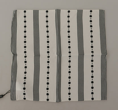 Foulard carré en viscose Dolce & Gabbana à pois et rayures blanches