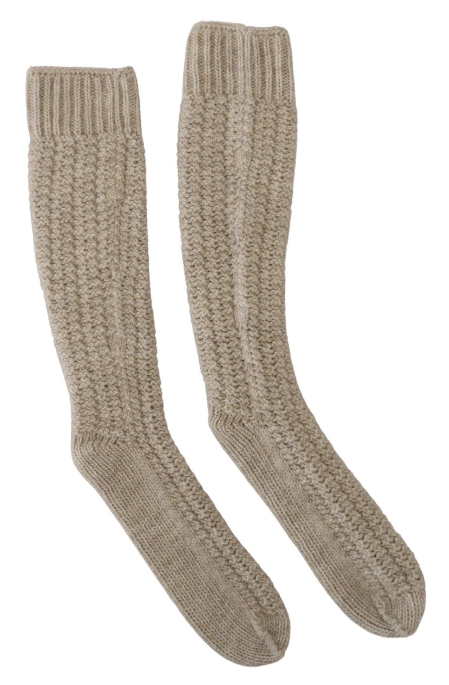 Chaussettes mi-longues femme en laine beige tricotée Dolce & Gabbana