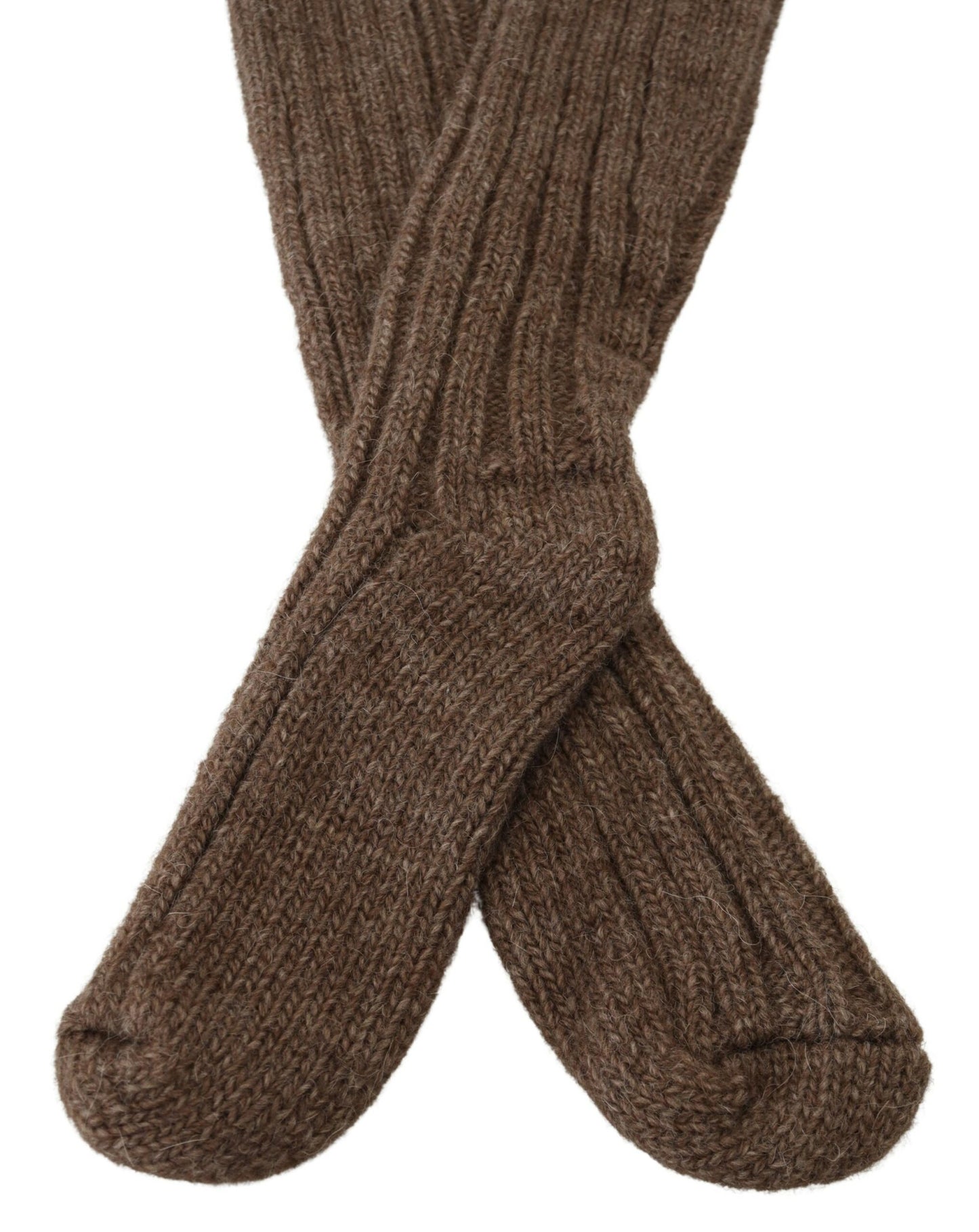 Chaussettes longues femme mi-mollet en laine tricotée marron Dolce & Gabbana