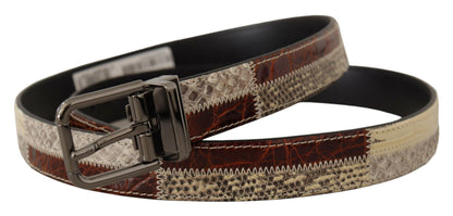 Ceinture Dolce & Gabbana multicolore en cuir exotique avec patchwork métallique
