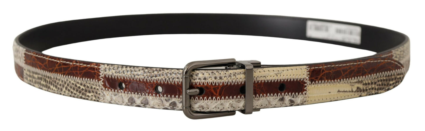 Ceinture Dolce & Gabbana multicolore en cuir exotique avec patchwork métallique