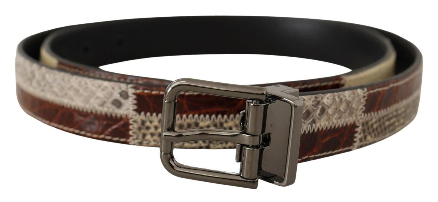 Ceinture Dolce & Gabbana multicolore en cuir exotique avec patchwork métallique