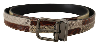 Ceinture Dolce & Gabbana multicolore en cuir exotique avec patchwork métallique