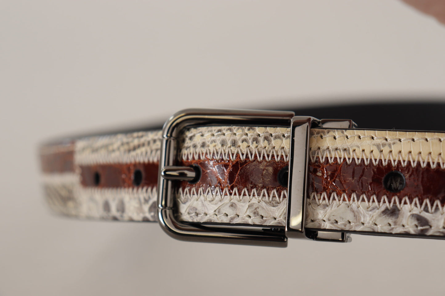 Ceinture Dolce & Gabbana multicolore en cuir exotique avec patchwork métallique