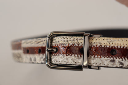 Ceinture Dolce & Gabbana multicolore en cuir exotique avec patchwork métallique