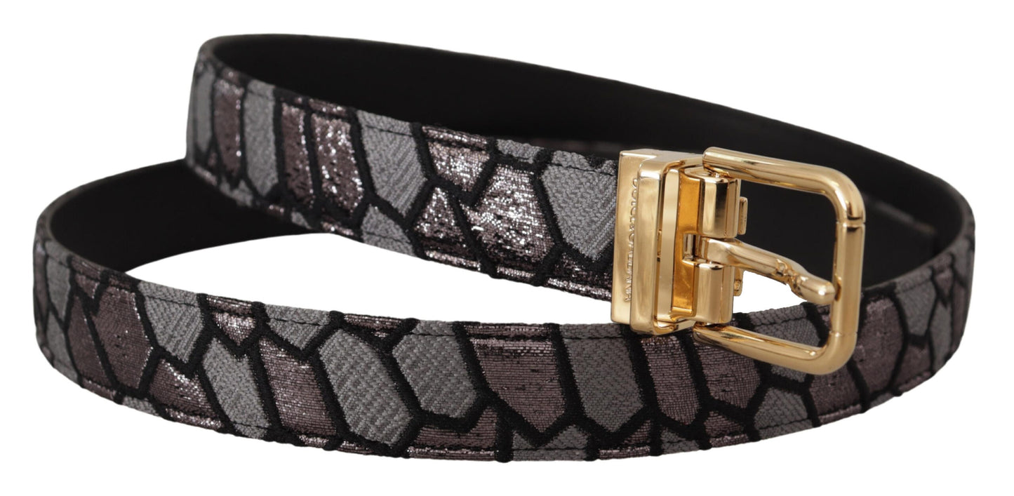 Ceinture Dolce & Gabbana en cuir patchwork multicolore avec jacquard doré