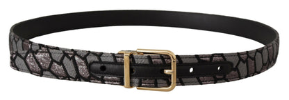 Ceinture Dolce & Gabbana en cuir patchwork multicolore avec jacquard doré