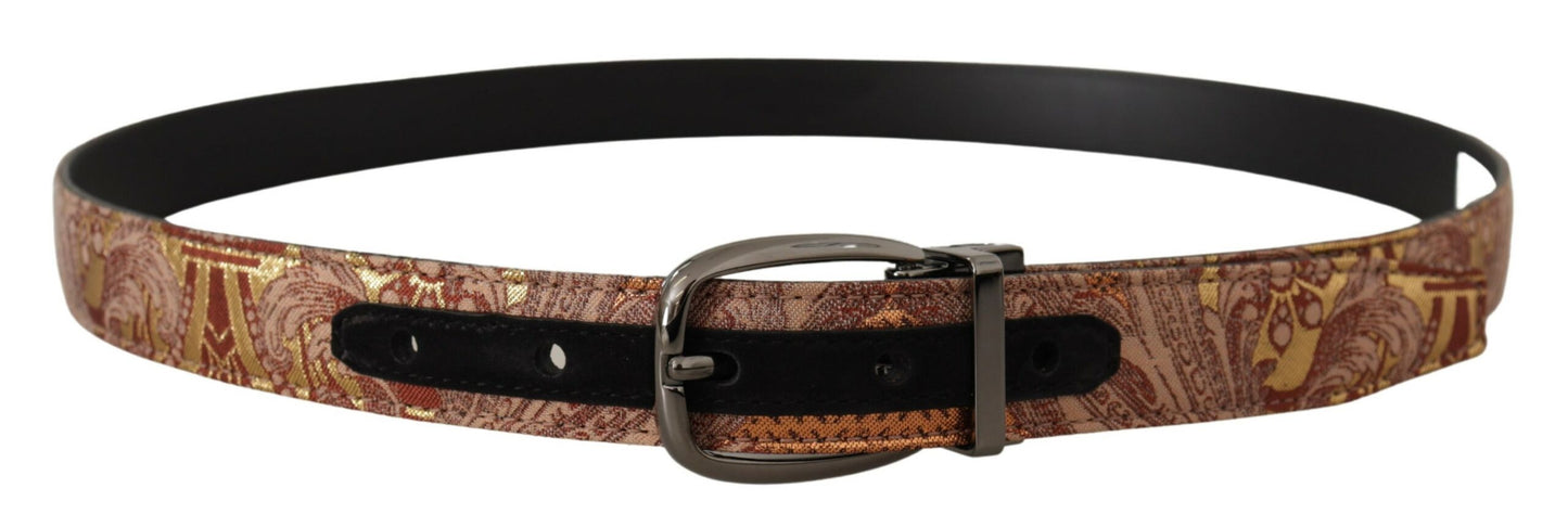 Ceinture Dolce & Gabbana en cuir gaufré multicolore avec boucle en métal noir