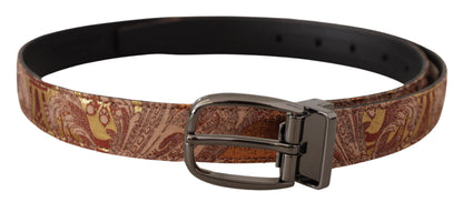 Ceinture Dolce & Gabbana en cuir gaufré multicolore avec boucle en métal noir