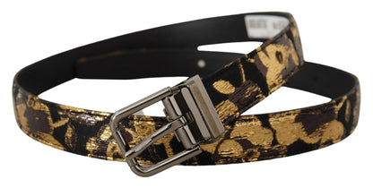 Ceinture Dolce & Gabbana multicolore en jacquard et cuir avec boucle ardillon en métal logo