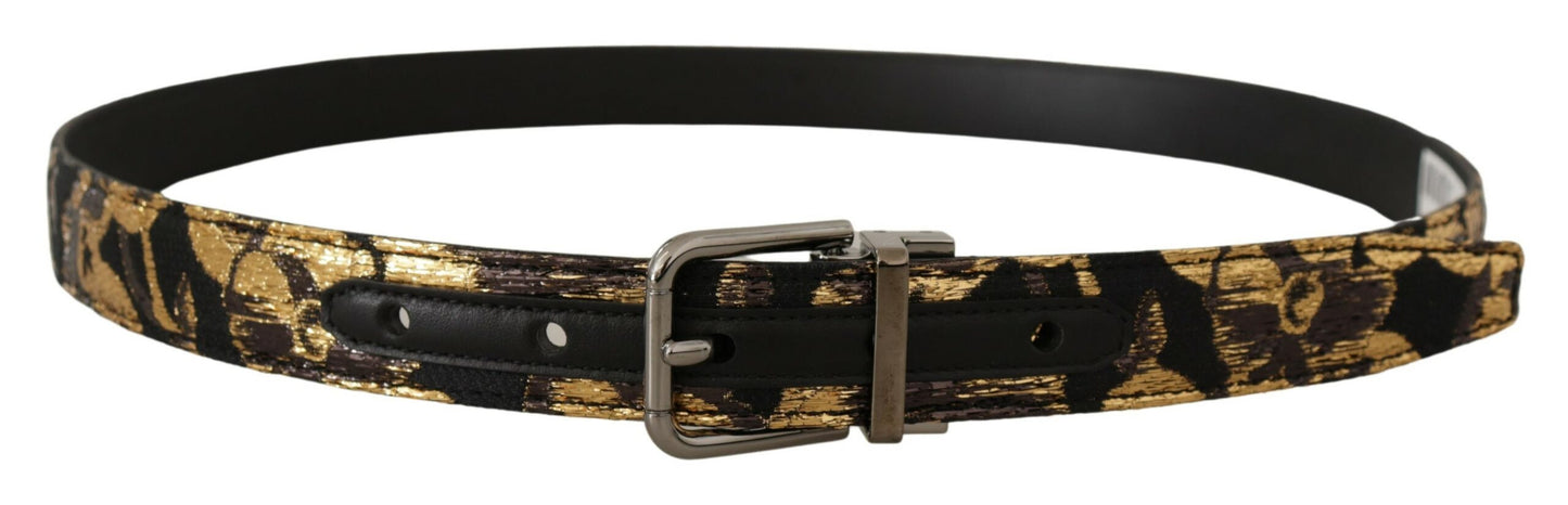 Ceinture Dolce & Gabbana multicolore en jacquard et cuir avec boucle ardillon en métal logo