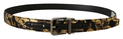 Ceinture Dolce & Gabbana multicolore en jacquard et cuir avec boucle ardillon en métal logo