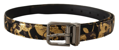 Ceinture Dolce & Gabbana multicolore en jacquard et cuir avec boucle ardillon en métal logo