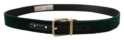 Ceinture Dolce & Gabbana en velours vert, cuir et logo en métal doré