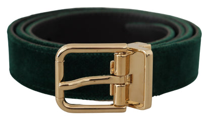 Ceinture Dolce & Gabbana en velours vert, cuir et logo en métal doré