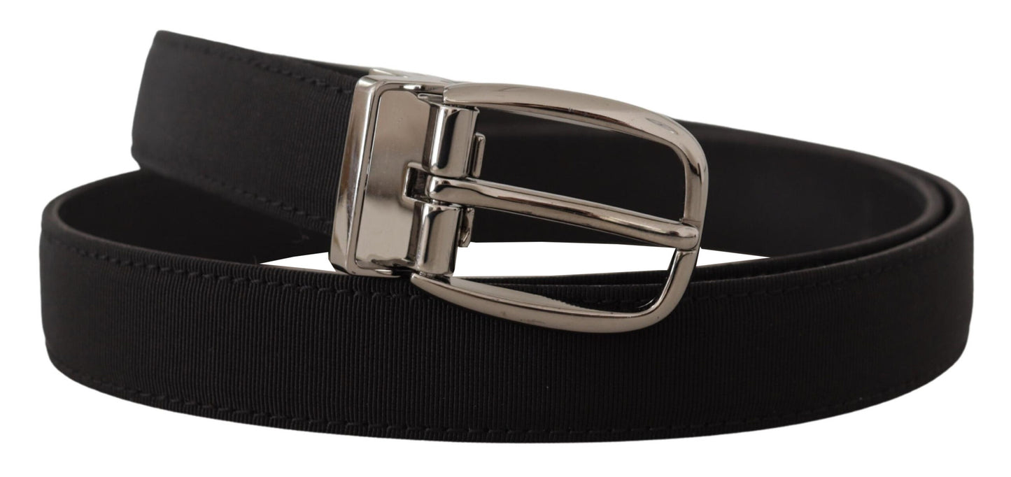 Ceinture Dolce & Gabbana en cuir gros-grain noir avec boucle logo argentée