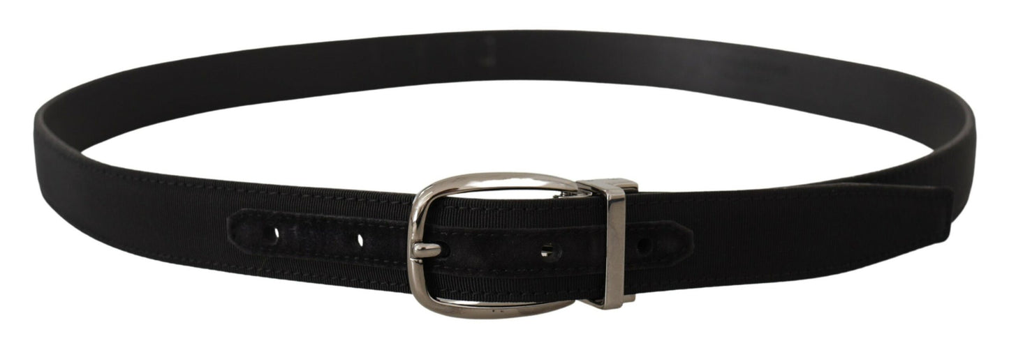 Ceinture Dolce & Gabbana en cuir gros-grain noir avec boucle logo argentée