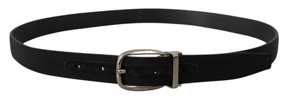 Ceinture Dolce & Gabbana en cuir gros-grain noir avec boucle logo argentée