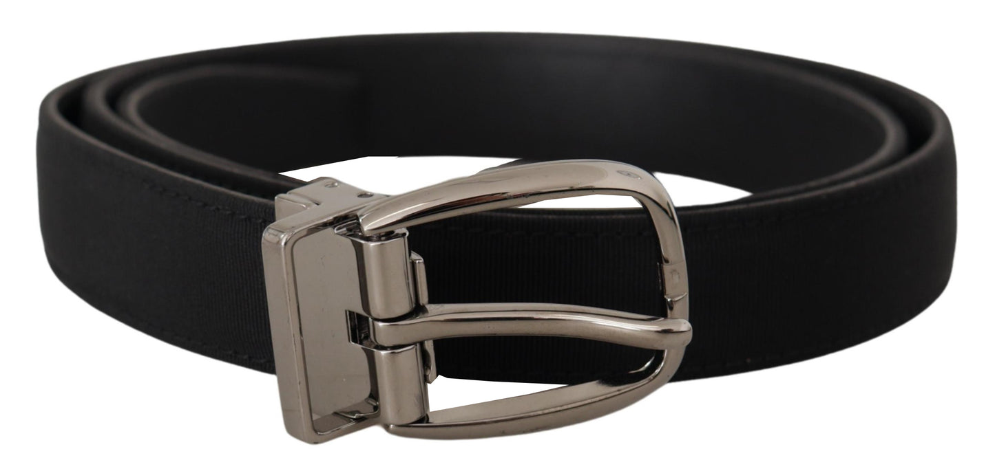 Ceinture Dolce & Gabbana en cuir gros-grain noir avec boucle logo argentée