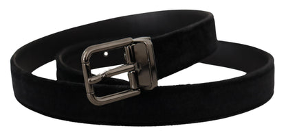 Ceinture Dolce & Gabbana en velours noir à boucle ardillon métallique logo argenté