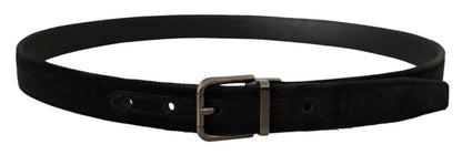 Ceinture Dolce & Gabbana en velours noir à boucle ardillon métallique logo argenté