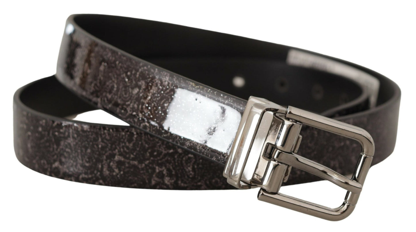 Ceinture Vernis Boucle Cuir Verni Pailleté Goccia Noir Dolce & Gabbana