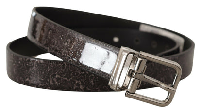 Ceinture Vernis Boucle Cuir Verni Pailleté Goccia Noir Dolce & Gabbana