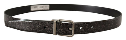 Ceinture Vernis Boucle Cuir Verni Pailleté Goccia Noir Dolce & Gabbana