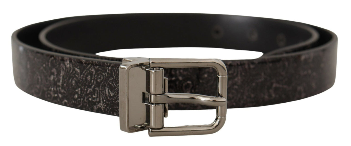 Ceinture Vernis Boucle Cuir Verni Pailleté Goccia Noir Dolce & Gabbana