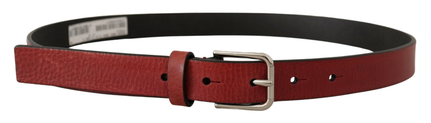 Ceinture Dolce & Gabbana en cuir de veau bordeaux avec ornements métalliques argentés