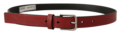 Ceinture Dolce & Gabbana en cuir de veau bordeaux avec ornements métalliques argentés