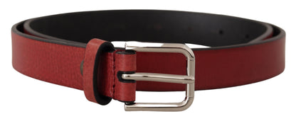Ceinture Dolce & Gabbana en cuir de veau bordeaux avec ornements métalliques argentés